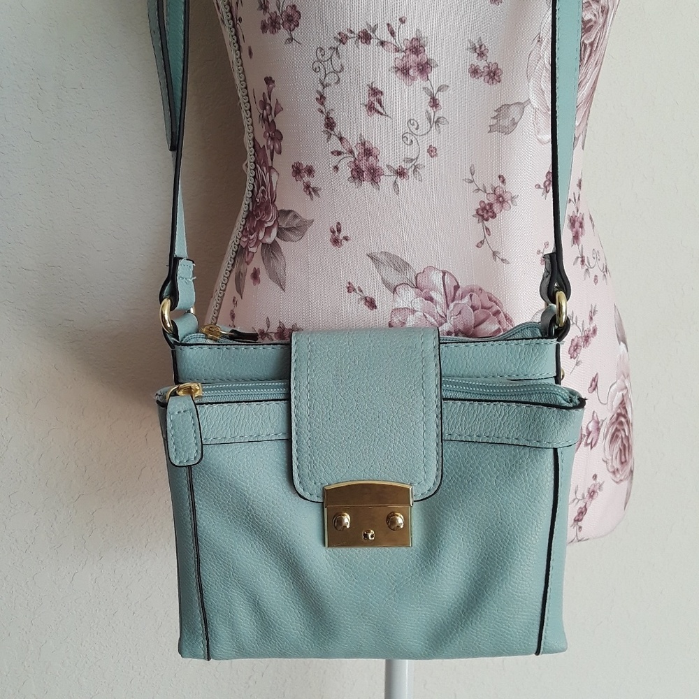 Merona Light Blue Buckled Strap Crossbody Bag
